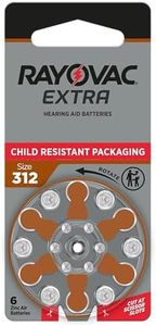 Rayovac Extra Size 312 Hearing Aid Batteries, Long-Lasting Power, Zinc-Air, Mercury Free, 1.45V, Improved Child-Resistant Packaging, Recyclable, 60 Count (10 Packs of 6)