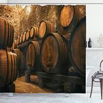 Winery Decor Collection, Barrels for Storage of Wine Italy Oak Container in Cold Dark Underground Cellar, Polyester Fabric Bathroom Shower Curtain, 84 Inches Extra Long, Sienna Peru Brown