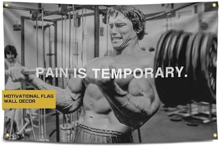 Gold Trident Pain is Temporary Motivational Gym Banner - Inspire Your Workout with this Banner - Perfect Fitness Wall Decor for Gym, Dorm - Stay Motivated with Cool Motivation Art - 3x5 Feet