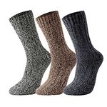 GLEANMEARL 3 Pack Womens and Mens Merino Wool Hiking Socks Winter Warm Soft Snow Boot Crew Socks for Women & Mens (Size 7-10)