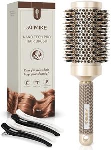 AIMIKE Round Brush, Nano Thermal Ceramic & Ionic Tech Hair Brush, Round Barrel Brush with Boar Bristles, Enhance Texture for Hair Drying, Styling, Curling and Shine (Barrel 2.1 Inch) + 4 Free Clips by