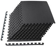 BalanceFrom BFPM-2PKBLK GoFit Puzzle Mat with EVA Foam Interlocking Tiles for Exercise, MMA, Gymnastics and Home Gym Protective Flooring, Solid, Black, 1/2" Thick, 48 Square Feet