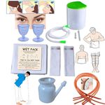 Rusho Wet Pack Cotton Patti Satvik Movement and Enema kit Satvik Movement 1500 ml, Jal Neti Pot lota 500ml, 2 Eye wash cup and 3 Sutra Neti Thread with user manual