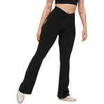 Generic Bootcut Yoga Pants with Pockets for Women High Waist Tummy Control Flared Leggings Womens Sport Workout Trousers with 4 Pockets Ladies Lounge Pants Jogging Bottoms Slim Fit Gym Yoga Trousers