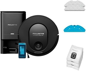 Rowenta X-Plorer Serie 65+ Aspirateur Robot Laveur, Technologie Laser, Station vidage Automatique, Design Ultra Fin RR8L85WH, Noir