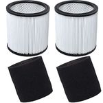 2 Pcs Replacement Cartridge Filter Compatible with Shop Vac Filter 90304 90350 90333 Wet Dry Shop Vac Filter with 2 Pcs 90585 Foam Filters, Fits Most Wet/Dry Vacuum Cleaners 5 Gallon and Above