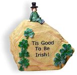 Irish Message Stone - Shamrocks and Leprechauns Adorn This Cute Stone - Engraved with Saying with Tis Good to Be Irish - Irish Decor