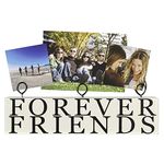 Malden International Designs Tabletop Photo Clips Wood Block Forever Friends Picture Holder, 3 Option, White