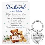 Yaomiao Husband Birthday Card Bear Gifts Husband Keyring from Wife When I Tell You I Love You Keychain Soulmate Greeting Card for Him White Envelope for Birthday