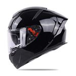 Ignyte IGN-4 ISI / DOT Certified Double Visor Full Face Helmet Outer Anti-Fog Clear Visor and Inner Smoke Sun Shield (X-Large 620 MM, Glossy Midnight Black)