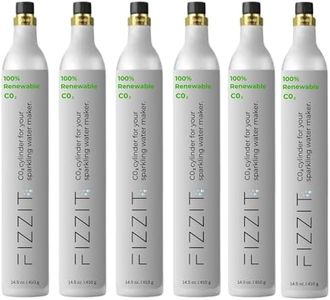 FIZZIT 60L Threaded CO2 Canister Refill for Soda Makers, 6 Pack Value Bundle, Compatible with Screw-In Soda Machines
