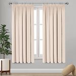 Imperial Rooms Blackout Curtains for Bedroom - Pencil Pleat Cream Curtains & Drapes Room Darkening Soft Living Room Thermal Curtain 66 x 54 Drop Inch, 2 Panels with Tiebacks