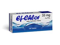 Ef-Chlor 33mg Water Purification Tablets - Pack of 100 | 1 Tablet Purifies 5 Liters of Water | Effective and Convenient Water Treatment Solution