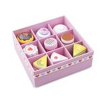 New Classic Toys 10626 Wooden Pastry Assortment in Gift Box Pretend Play Kids Cooking Simulation Educational Perception Toy for Preschool Age Toddlers Boys Girls, Multi Color, Cakes 9 Pieces