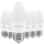 SINCELIGHT E27 LED Candle Light Bulb, B35 Shape with Milky Diffuser, 5 Watt, Neutral White 4000K, Rich&Ture Color RA≈92, 500 Lumens, 50W Equivalent, ES Edison Screw, Pack of 6