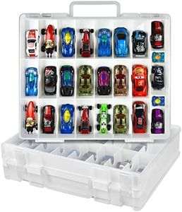 Toy Car Storage Organizer Case Compatible with Hot Wheels/ for Matchbox Cars. Display Carrying Container Holder for LOL Surprise Dolls/ for Shopkins with 48 Compartments Double Sided-White (Box Only)