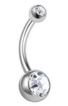 Via Mazzini Stainless Steel Crystal Belly Button Navel Ring For Women and Girls (BB0021) 1 Pc