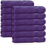 Casabella 12 Pack Flannel Face Cloth - 100% Cotton Face Towels Soft & Absorbent Super Quality Washcloths 30x30CM, Fingertip Towels for Makeup Removal & Cleansing - Purple Face Cloth