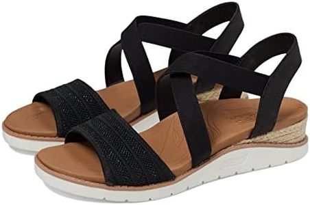 Skechers Women's Arch FIT Beach KISS Sandal, Black Knit/Duraleather, 7 UK