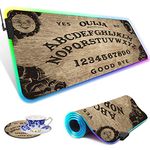 RGB Gaming Mouse Pad Large Mouse Pad Desk Mat Led Mouse Pad Light-up Mouse Pad, Large Keyboard Pad, Optical Waterproof Non-Slip, Great for Gamers, Retro Ouija Board