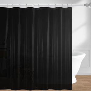downluxe Waterproof Frosted Shower Curtain Liner - PEVA Lightweight Plastic Shower Liner with 3 Magnets, Shower Curtains for Bathroom, 72" x 72", Black