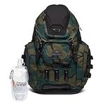 Oakley Men's 34L Kitchen Sink Green Camo Backpack Casual Daypack for Hiking Backpacking Camping Traveling + BUNDLE with Designer iWear Collapsible Water Bottle with Carabiner