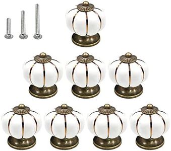 HUAMULAN 8PCS Ceramic Cabinet Knobs Pumpkin Drawer Door Cupboard Dresser Pull Handles for Kitchen Kids Child Room Wardrobe Closet