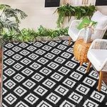 Homcomodar Outdoor Rugs 150x245CM Reversible Mats Plastic Straw Rug UV Resistant Camping Mat Waterproof Patio Rug for Balcony Beach BBQ Picnic Deck(Black)