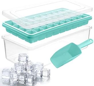 Ice Cube Tray With Lid & Bin | BPA Free Silicone Ice Cube Tray With Lid, Container & Scoop | Stackable 36 Nugget Ice Tray for Freezer With Easy Release | Large Ice Mold Maker for Cocktails & Whisky