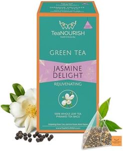 TeaNOURISH Jasmine Delight Green Tea | 20 Count Pyramid Tea Bags | Darjeeling Whole Leaf with All Powerful Antioxidants | Supports Immunity |Calming, Relaxing & Bedtime Tea