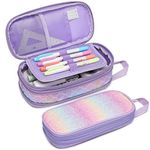 Bagseri Pencil Case for Girls - Large Pencil Case Cute Pencil Case with Zip Closure for Kids Girls Student School, Stationery Not Included (Purple, Mermaid)