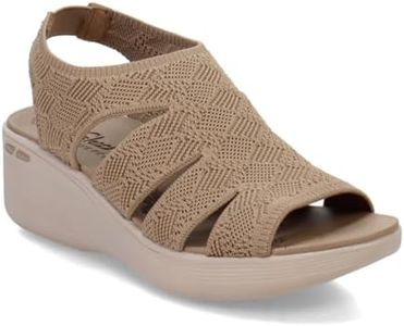 Skechers Women's Pier-lite-Memory Maker Wedge Sandal, Mocha, 7