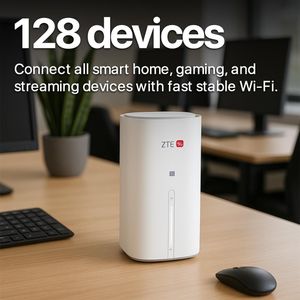 ZTE G5 WiFi 7 5G Router – 3600Mbps Dual Band, SIM Unlocked, 2.5GbE, 128 Devices