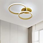 Comely LED Ceiling Light, 42W Gold Chandeliers Ceiling Lights, Modern Flush Mount LED Ceiling Lamp for Living Room Kitchen Office Bedroom Dining Room, 6500K Cool White Light