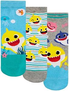 Pinkfong Baby Shark Calzini per bambini Confezione da 3 calzini morbidi alla caviglia per Ragazzi o Ragazze Multicolore 20-23