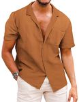 COOFANDY Mens Casual Button Down Shirt Linen Beach Shirts Tropical Holiday Shirts