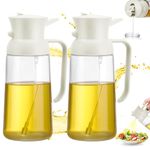 Invalidism Oil Spray Bottle 2 in 1 Oil Sprayer Olive Oil Dispenser 18.6oz/ 550ml Glass Cooking Oil Spray Bottle Leakproof Oil Container Vinegar Sprayer for Kitchen Air Fryer Salad Baking BBQ(White)