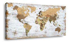 Yellow Decor World Map Canvas Wall Art Pictures for Living Room Wall Decoration Yellow Wall Decor Office World Map Wall Art Map of the world Picture Framed Artwork Decor for Home Bedroom Decoration