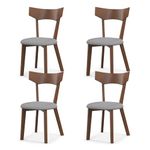 Giantex Wooden Dining Chairs Set of 4, Solid Wood Kitchen Chairs w/Curved Back & Cushioned Seat, Mid Century Modern Side Chairs, Rubber Wood Dining Room Chairs for Home Living Room Restaurant