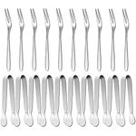 Mini Serving Tongs & Fruit Fork, 4Inch Stainless Steel Sugar Cube Tongs, Sliver Small Ice Tongs for Tea and Coffee Party, Appetizers, Desserts by Sunenlyst (10 Sugar Tongs,10 Fruit Forks)