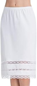 Half Slips for Women Underskirt Dress Extender Lace Trim Knee Length Midi Skirt 19-26" Length White X-Large