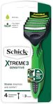 Schick - Xtreme 3 Sensitive for Men | Disposable Razors| 4 Pack | With Aloe| Flex Blades Adapts to Contours | 3 Blade Cartridge