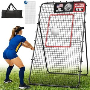 Oswerpon Volleyball Rebounder Net 7x4 FT, 5-Angle Adjustable Bounce Back Net, Steel Frame & PE Training Net for Volleying/Spiking/Bumping, Rust-Resistant & Durable – w/Travel Bag for All Ages, Black