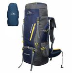 TRAWOC AEROSTRIKE 70L Travel Backpack for Hiking Trekking Bag Camping Rucksack Bag for Men & Women with Rain Cover/Shoe Compartment HK008 Navy Blue, 3 Year Warranty