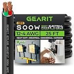 GearIT 12/4 12 AWG Portable Power Cable (25 Feet - 4 Conductor) SOOW 600V 12 Gauge Electric Wire for Motor Leads, Portable Lights, Battery Chargers, Stage Lights and Machinery -25ft Electrical Cord