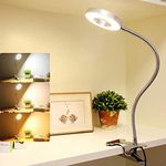 Depuley Dimmable Desk Lamp with Clip, 15 Brightness USB Clip Reading Light, Gooseneck Book Lamp with 3 Color, Night Light Reading for Study, bedsides, Nail Art Work, Makeup Mirror, Bookshelf