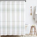 JINCHAN Green and White Shower Curtain Fabric Shower Curtain for Bathroom Modern Boho Shower Curtain Summer Water Repellent in Bath 70x72 inches Long Striped Shower Curtains with Curtain Hooks 1 Panel