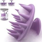 (2 Pack) Mold-free One-piece Solid Silicone, Shampoo Brush Head Massager Scalp Scrub, Scalp Massager Hair Growth, by WAKISAKI (Purple)