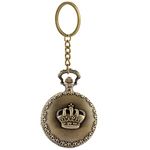 GT Gala Time King Crown Vintage Bronze Pocket-Watch Antique Style Metallic Key Chain & Key Rings for Gifting Grandfather