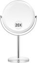 MIYADIVA 20X Magnifying makeup mirror,Double Sided 1X & 20X magnifying mirror with stand,Magnifying mirror 20x,Tabletop Magnified Vanity Mirror with 360°Rotation for Bathroom or Bedroom